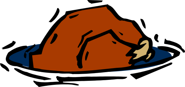 The image shows a cartoon turkey sitting on top of an oven with its wings spread out as if it's flying over water.