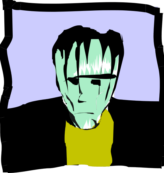 The image shows a cartoon of an animated character with dark hair wearing glasses sitting at what appears to be a desk under a window in front of which is drawn curtains.