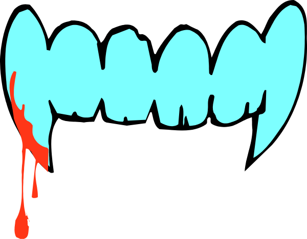 The image shows a black background with white text that reads "DON'T" at the top left corner followed by red splatters resembling blood on both sides of what appears to be an open mouth, suggesting some form of horror theme; there is no other discernible content in this small clip-art.