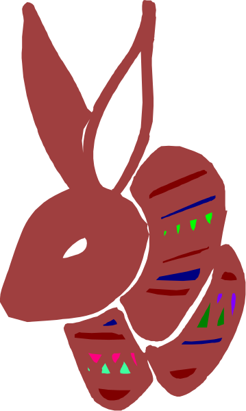 The image shows a cartoon bunny with three carrots on its head placed next to each other against a plain background.