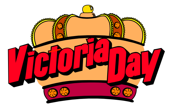 The image shows a logo with text that reads "Victoria Day" atop an illustration of a crown on top of what appears to be a cake-like structure in shades of pink and purple, suggesting it's related to celebrations for Victoria day or possibly just the word 'victory'.