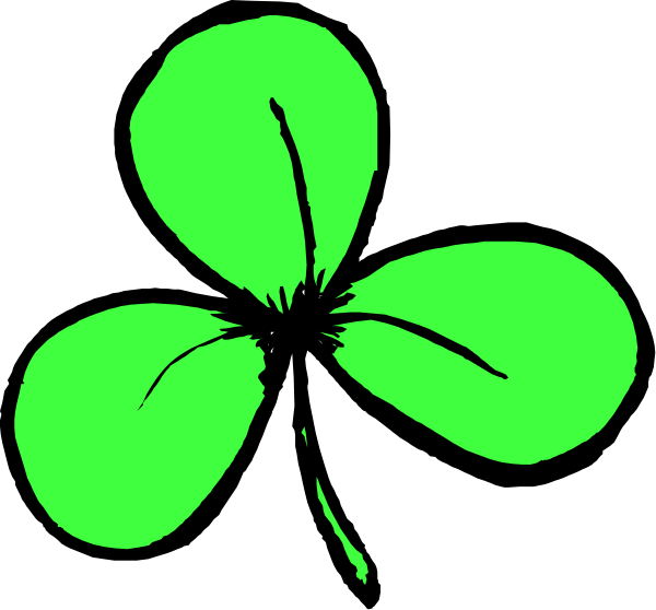 The image shows a black background with two green four-leaf clovers on it.