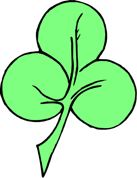 The image shows a green four leaf clover on black background with white outline.