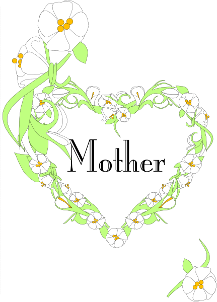 The image shows a black background with white flowers forming an intricate heart shape at its center.