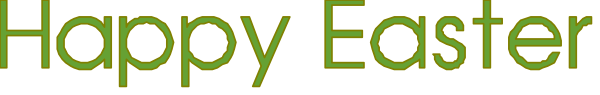 The image shows a simple Easter greeting with text that reads "Happy Easter" on top of an egg-shaped background in shades of brown and green.