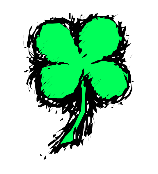 The image features a four leaf clover with green leaves on top of it against a white background.