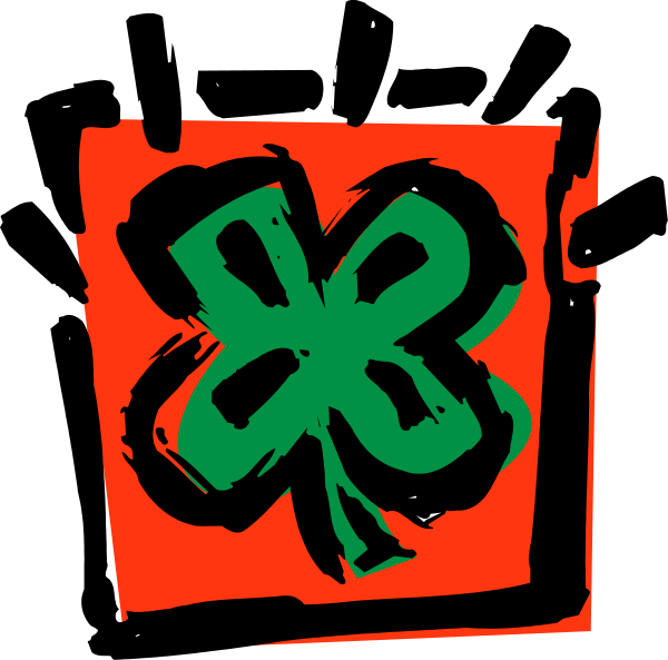 The image shows a red square with an abstract design that resembles a clover inside it on top of another smaller rectangle which has some green elements within its borders; there is no text present in this clip-art illustration, and all objects appear to be stationary without any action taking place.