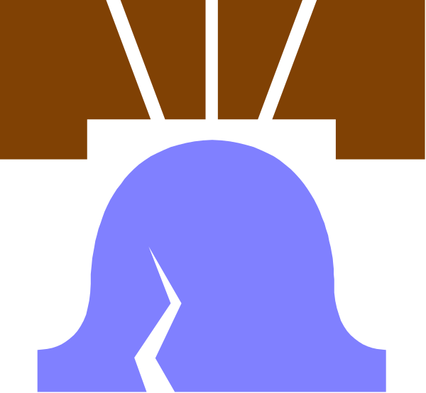 The image shows a stylized graphic of an antenna with two vertical bars on top against a dark background; below it is what appears to be a simplified representation of a person's head in profile, facing right and colored blue atop their hairline.