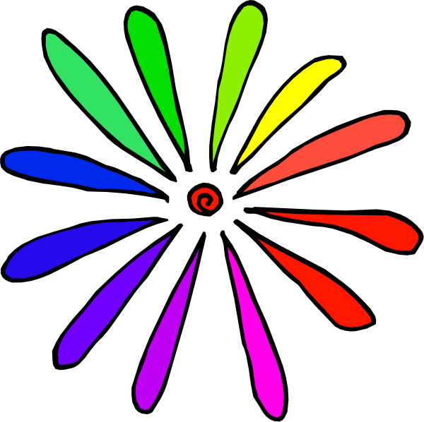 The image shows a colorful abstract design with radiating lines emanating from what appears to be an explosion-like center in shades of red, blue, green, yellow, purple, pink, orange, and white against a black background.