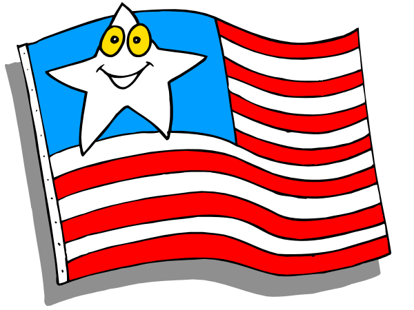 The flag of a country with an American star on it flying against a dark background.