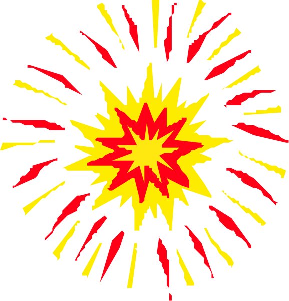 The first frame shows a black background with two fireworks exploding; the second frame displays an explosion of red sparks against a dark backdrop.