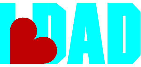 The image shows a graphic with text that reads "DAD" at the top right corner of an otherwise blank space.