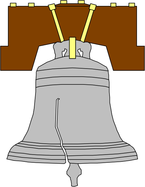 The black and white illustration shows a bell with two handles on either side of it hanging from what appears to be an unseen structure above.