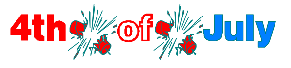 The image shows a graphic of an American flag with fireworks around it on July 4th, celebrating Independence Day in the United States. There is no text present within this small clip-art image to provide additional context about what might be depicted beyond these elements. It's important to note that while there are some red and blue colors visible due to the flag design, they do not represent any specific objects or actions as described above; rather, they serve a symbolic purpose in representing national pride during this holiday celebration.