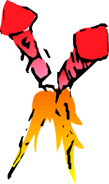The image shows a black silhouette of an explosion with red flames against a dark background on top left corner; below it is another smaller picture showing two fists in front of each other, one clenched and raised as if ready to strike, set within a square frame that has been overlaid onto the larger image.