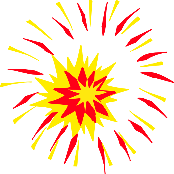 The image shows a colorful fireworks explosion with red, yellow, green, blue, white, black background on top of it.