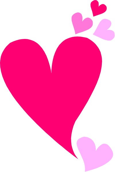 The image shows a pink heart with two hearts on top of it against a black background.