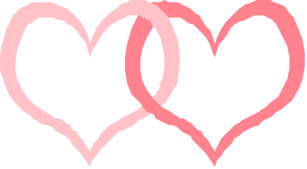 The image shows a graphic with four pink hearts arranged vertically against a dark background.