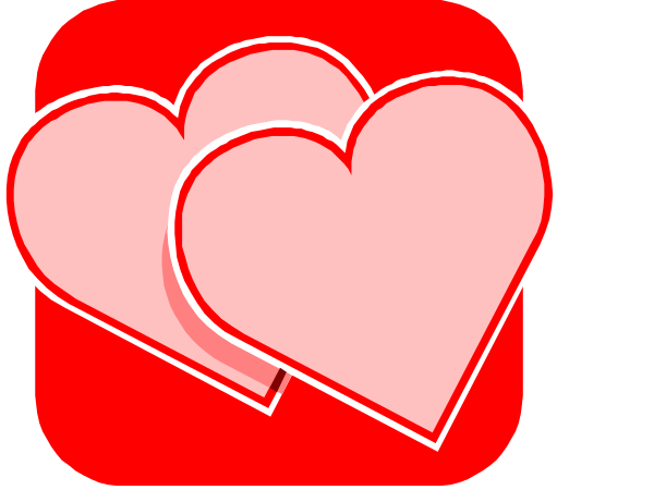 The image shows a red heart icon with two hearts overlapping each other on an app interface background that is grayish-brown in color.