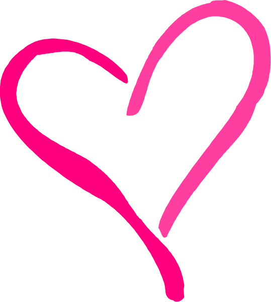 The picture shows a pink heart drawn with red lines on it against a black background.