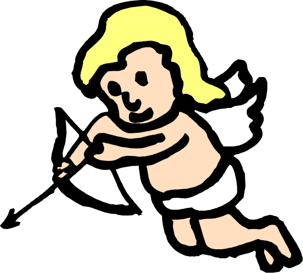 The image shows a cartoon of an angel with wings holding out papers to someone below it on what appears to be a dark background.