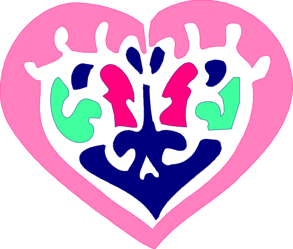 The image shows two pink hearts with a black outline against an unseen background; there is no additional context provided to determine any other elements in this clip-art picture.