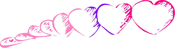 The image shows a sequence of pink hearts with varying shades from light to darker tones against a gray background.