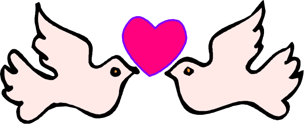The image shows a black and white illustration of two dogs with wings on their backs kissing each other above an abstract heart shape in pink color at the bottom center.