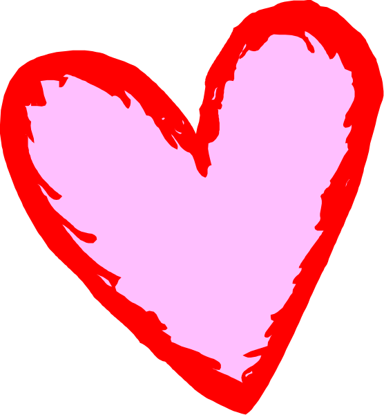 The image shows a red heart with two black lines through it on top of another smaller pinkish-red heart below it against a white background.