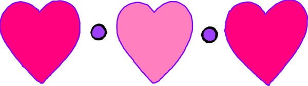 The image shows a row of pink hearts with white dots on them against a gray background.