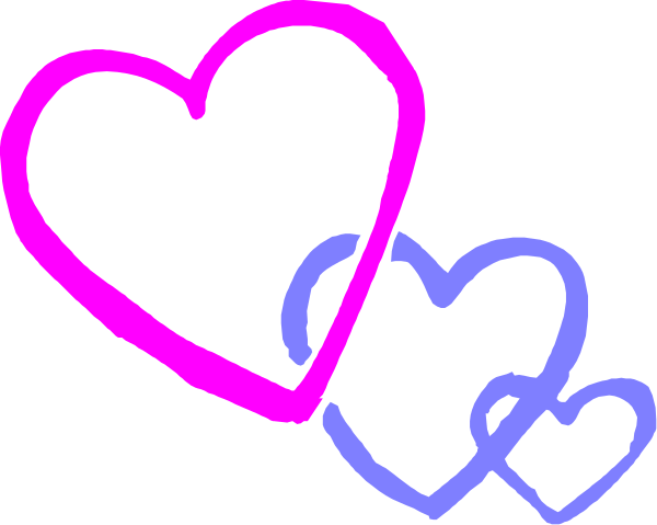 The image shows a simple drawing of two hearts with an arrow between them on what appears to be lined paper.