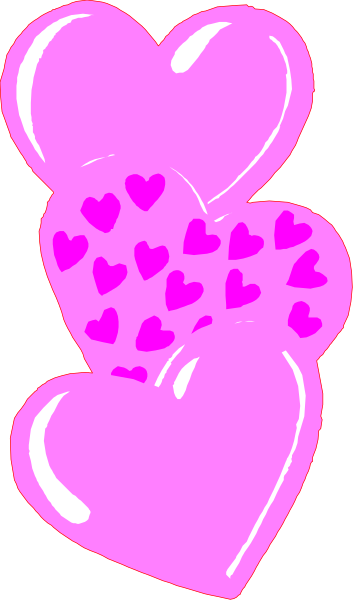 The image shows a pink heart with smaller hearts inside it against a gray background.