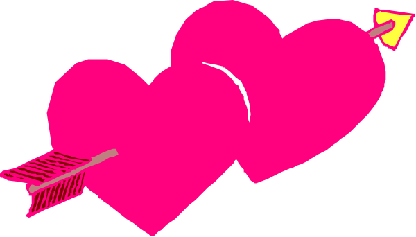 The image shows a pink heart with an arrow through it on top of what appears to be a gray background; there is no additional context provided about any other elements in this clip-art picture.