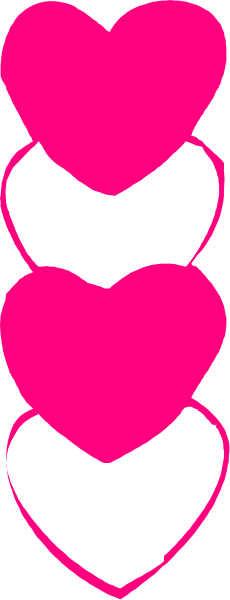 The image shows two pink hearts with a black outline against a grey background.