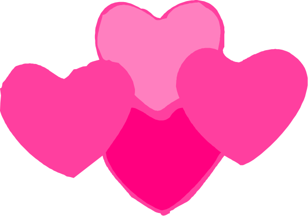 The image shows a graphic of two pink hearts with white outlines placed side by side against a gray background.