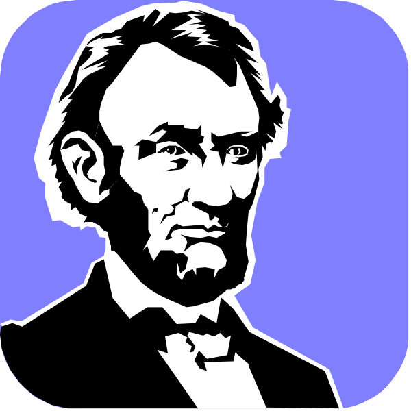 The image shows two square thumbnails of a mobile game featuring an illustration of Abraham Lincoln on each side with blue backgrounds; both depictations have similar facial expressions but different hairstyles: one has slicked-back hair and is wearing glasses, while the other appears to be bald.