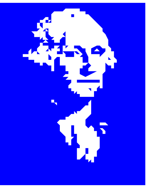 The image shows a blue silhouette of George Washington's head on what appears to be an American flag background with white stars in each corner.