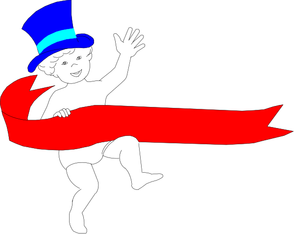 The image shows a cartoon of an anthropomorphic character with exaggerated features resembling a dog wearing a top hat and holding what appears to be a red ribbon in its mouth while standing on two legs, against a black background.