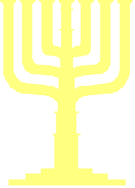 The image shows a pixelated graphic of an illuminated menorah with seven branches on top of it next to what appears to be a stylized Star of David symbol in yellow against a black background, suggesting that this is likely related to Jewish iconography or culture.