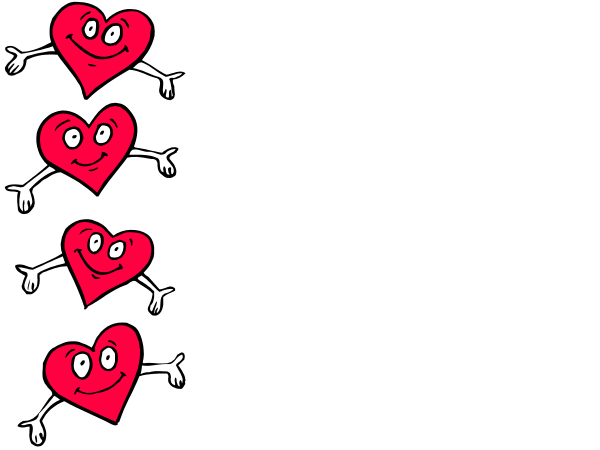 The black background features a series of cartoon hearts with faces drawn on them that appear to be floating upwards towards each other in an animated sequence.