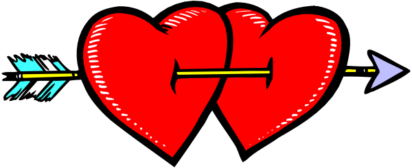 The image shows a graphic of two hearts with arrows through them against a gray background.