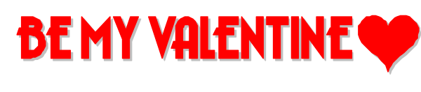 The image shows a Valentine's Day greeting with red text that says "Be my valentine" on top of an illustration resembling a heart shape in white coloring against a gray background, suggesting it is meant to be shared as part of a message or card for the holiday.