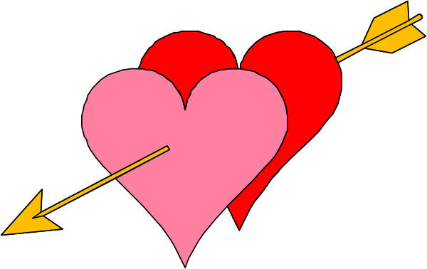 The image shows a black background with two red hearts connected by an arrow pointing from left to right between them.