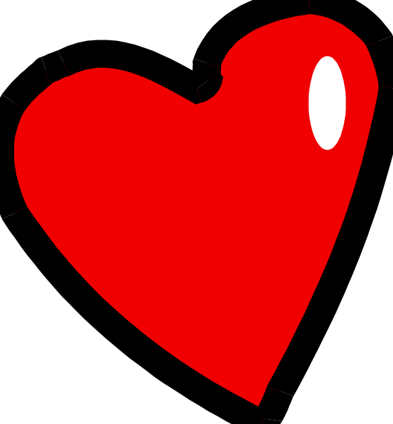 The image shows a red heart shape with two white dots representing eyes on it against a black background.