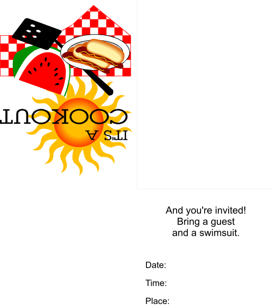 The image shows a black background with various items on it: there's an ice cream cone at top left corner; in center right is a slice of watermelon next to two hot dogs under what appears to be sun rays, and below that is a strawberry graphic; the bottom part has text "100%" which could indicate some sort of rating or percentage.