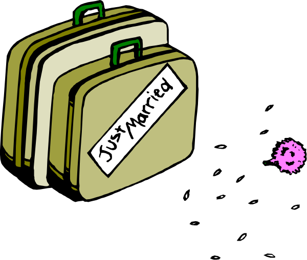 The image shows two briefcases with labels "married" on top of each other against a black background; there is no action depicted in this still frame.