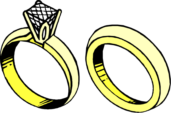 The image shows three rings with a diamond on top of each other against a black background.