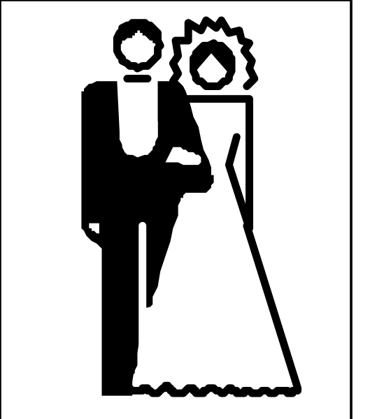 The black and white silhouette of a couple dancing together at their wedding reception with no visible background details.