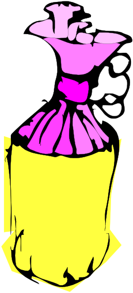 The image shows a vase with flowers on top of it placed next to an open umbrella that is pink inside out in front of what appears to be a building facade.