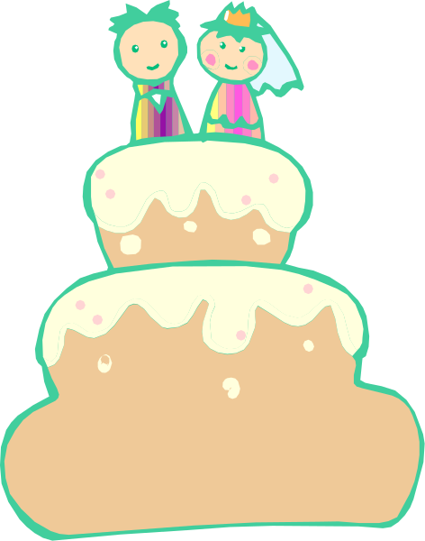 The image shows a cartoon illustration of two characters standing on top of what appears to be an oversized cupcake with frosting detail; one character is wearing glasses while both have simple facial features, and there's no text present in this small clip-art style picture.
